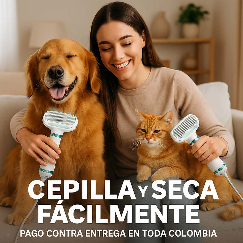 ✨ Cepillo Secador 2 en 1 Para Mascotas – Seca y Desenreda Sin Estrés 🐾 | ¡Envío Gratis y Pago al Recibir!