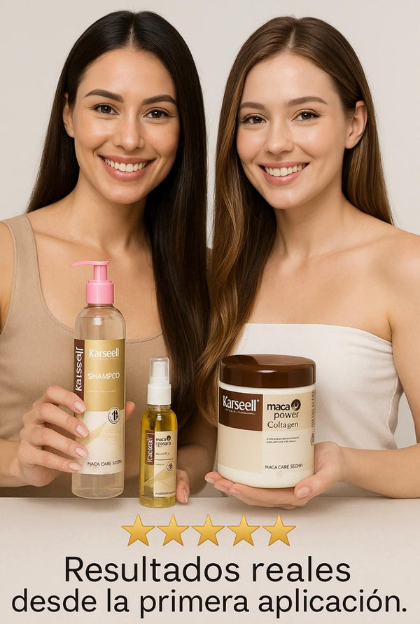 ⚡Kit Reparador Profesional Karseell 3en1 – Champú 250 ML  + Mascarilla  500 ML+ Aceite | Hidratación, Reparación y Brillo Intenso 60 ML