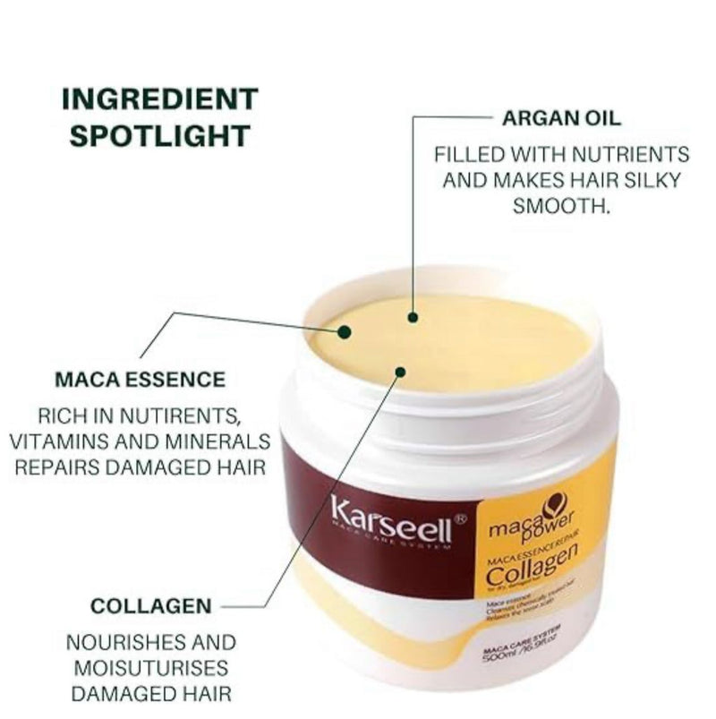 ⚡Kit Reparador Profesional Karseell 3en1 – Champú 250 ML  + Mascarilla  500 ML+ Aceite | Hidratación, Reparación y Brillo Intenso 60 ML