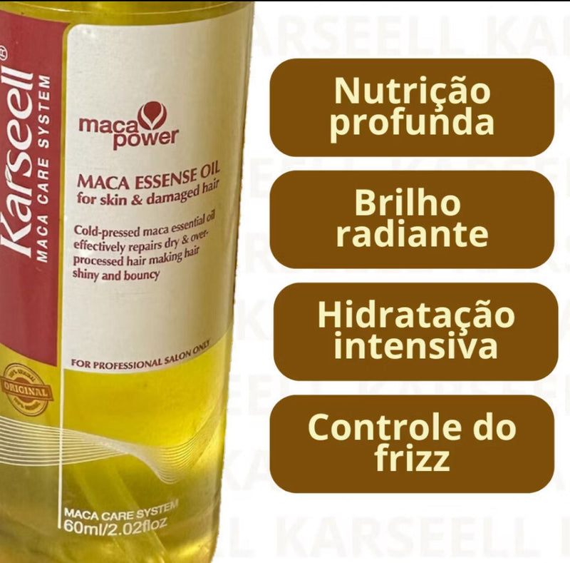 ⚡Kit Reparador Profesional Karseell 3en1 – Champú 250 ML  + Mascarilla  500 ML+ Aceite | Hidratación, Reparación y Brillo Intenso 60 ML