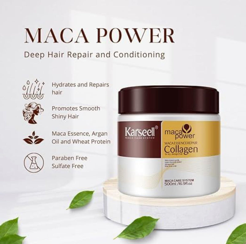 ⚡Kit Reparador Profesional Karseell 3en1 – Champú 250 ML  + Mascarilla  500 ML+ Aceite | Hidratación, Reparación y Brillo Intenso 60 ML