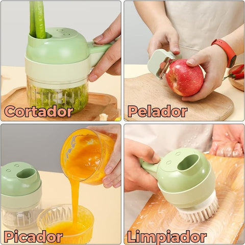 🥒 Picador Eléctrico de Vegetales y Carne 4 en 1 – Rápido, Seguro y Sin Esfuerzo