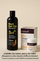 🖤 ¡Dile adiós al cabello blanco y sin vida en solo 5 minutos!  🔥 Black Hair Dye Shampoo 3 en 1 + Regalo Exclusivo: Tratamiento Karseell Keratina Capilar 🔥